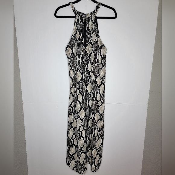 Almost Famous Snake Print Halter Neck Maxi Dress Black Beige Size 1x - Picture 7 of 12
